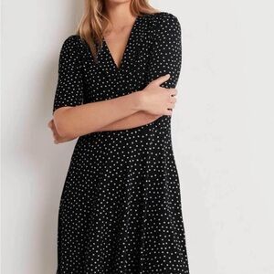 Boden Fixed Wrap Jersey Dress Scattered Polka dot